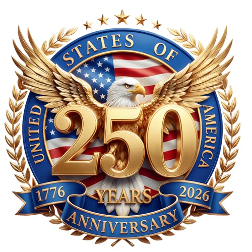 Image of 2-Piece USA 250th Anniversary Patriotic Car Decal | American flag and eagle window decal for cars; 1776-2026 commemorative patriotic design