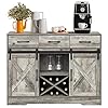 Kitchen buffet sideboardwine cabinetcoffee bar tablefarmhouse liquor storage cabinet with 3 drawers sliding barn door cupboard table for kitchenliving roomdining room  urban country home decor