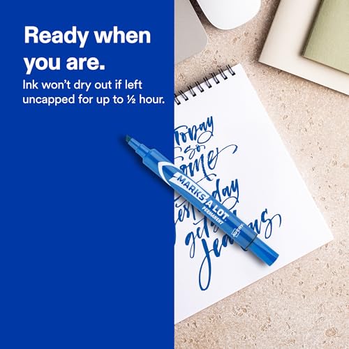 Image of Avery Marks A Lot Permanent Markers, Large Desk-Style Size, Chisel Tip, Value Pack, 36 Blue Markers Total, Ideal for Signs, Posters, Labeling, and More (98242)