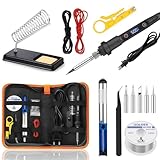 Saldatore a Stagno Kit 80W LCD Temperatura Regolabile 180-500°C Stagnatore Elettrico 15 in1 Interruttore ON/OFF,5 Punte,Pompa di Dissaldatura, Adatto Elettroniche e Hobby