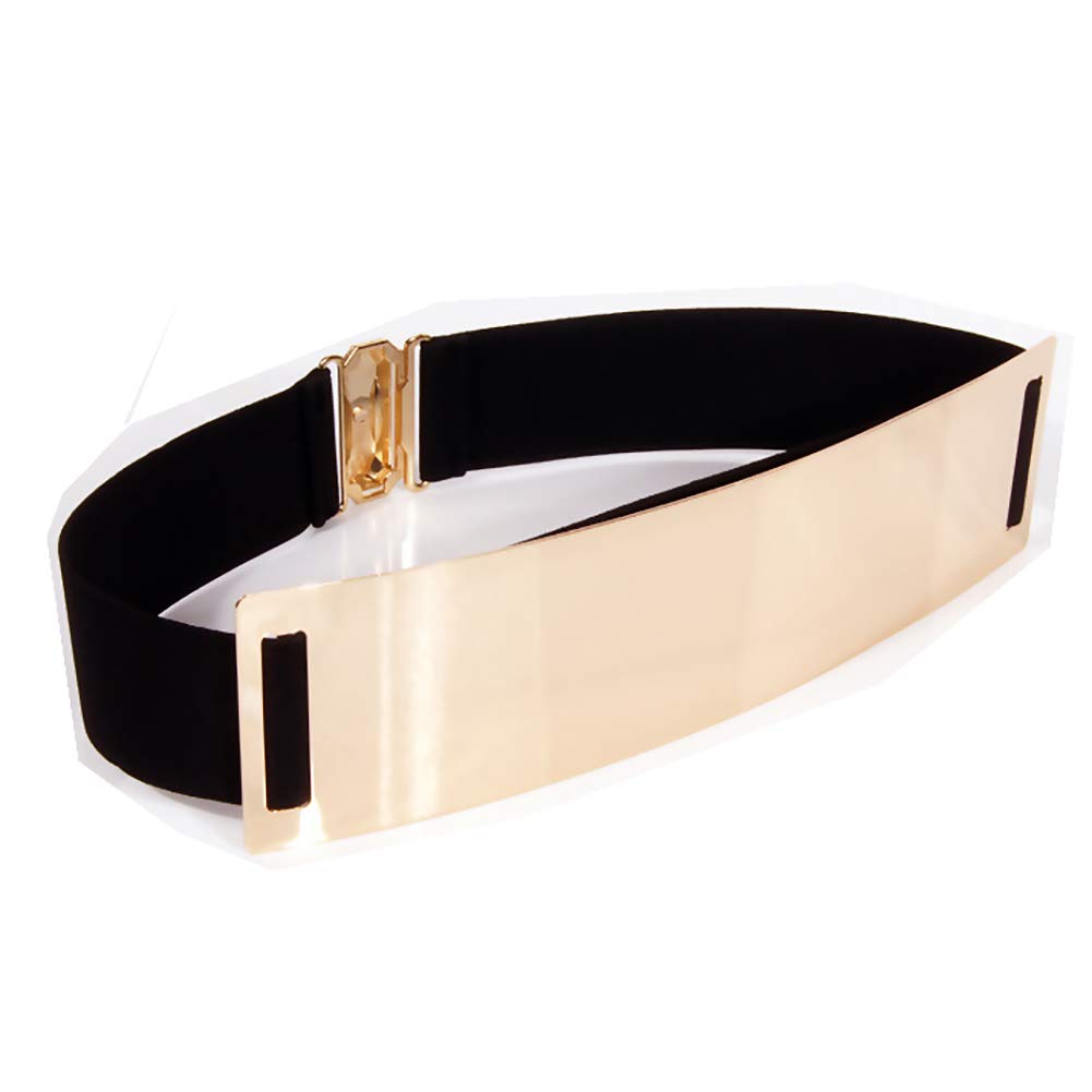 Ulalaza Womens Full Metal Sleek Mirror Plate Waistband Belt Chain Dress Decorated Skinny Golden Silver Belt (Style 5)