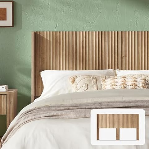 mopio Brooklyn Headboard, 62.4" Wide Headboard Only, Wood Headboard, Modern Farmhouse, Boho, Wall Mount, Fluted Panel, Wingback Design (Golden Oak, King) Cover