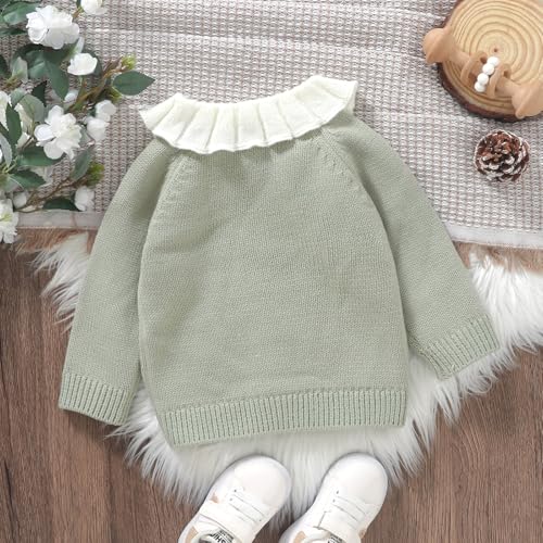 Toddler Baby Girl Sweater Cardigan Chicken Embroidery Doll Collar Button Down Knit Jacket Fall Winter Coat Knitwear3