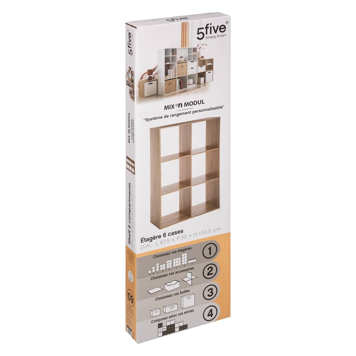 5five - mix n modul effetto legno naturale 6 ripiani