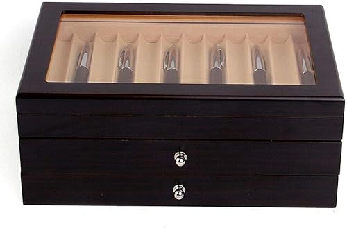 Miniatura 6 de Ethedeal - Caja de exhibición de 3 capas y 34 ranuras para bolígrafos de madera, caja de almacenamiento para bolígrafos estilográficos, caja