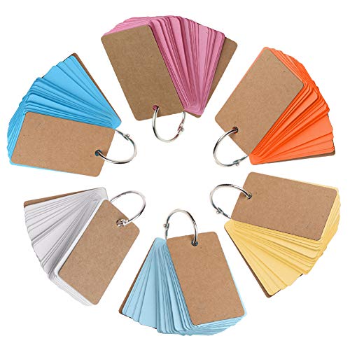 Lot de 480 mini cartes vierges avec anneaux de reliure - Cartes vierges - Cartes à jouer - Cartes vierges (80 feuilles par paquet) Cover