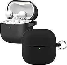 Custodia Compatibile con Huawei FreeClip 2, Cover Protezione in Silicone con Gancio Portachiavi, Morbido Antiurto Portatile Custodia Protettiva [Ricarica Wireless], Nero