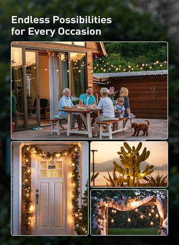 Brightown 30FT LED Outdoor String Lights, Plug-in Waterproof Patio Lights with 25 Shatterproof Bulbs, Warm White Outdoor Hanging Light Decor for Backyard Deck Garden Bistro Porch Party