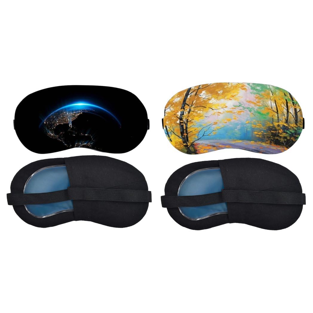 Aoxeria Blue Earth Horizon, Autumn Forest Path Sleeping Mask Combo, Soft Comfortable Light-Blocking Eye Cover for Women, Men & Kids, Reusable Blindfold for Night Sleep, Nap, Travel (Pack of 2)-image-17