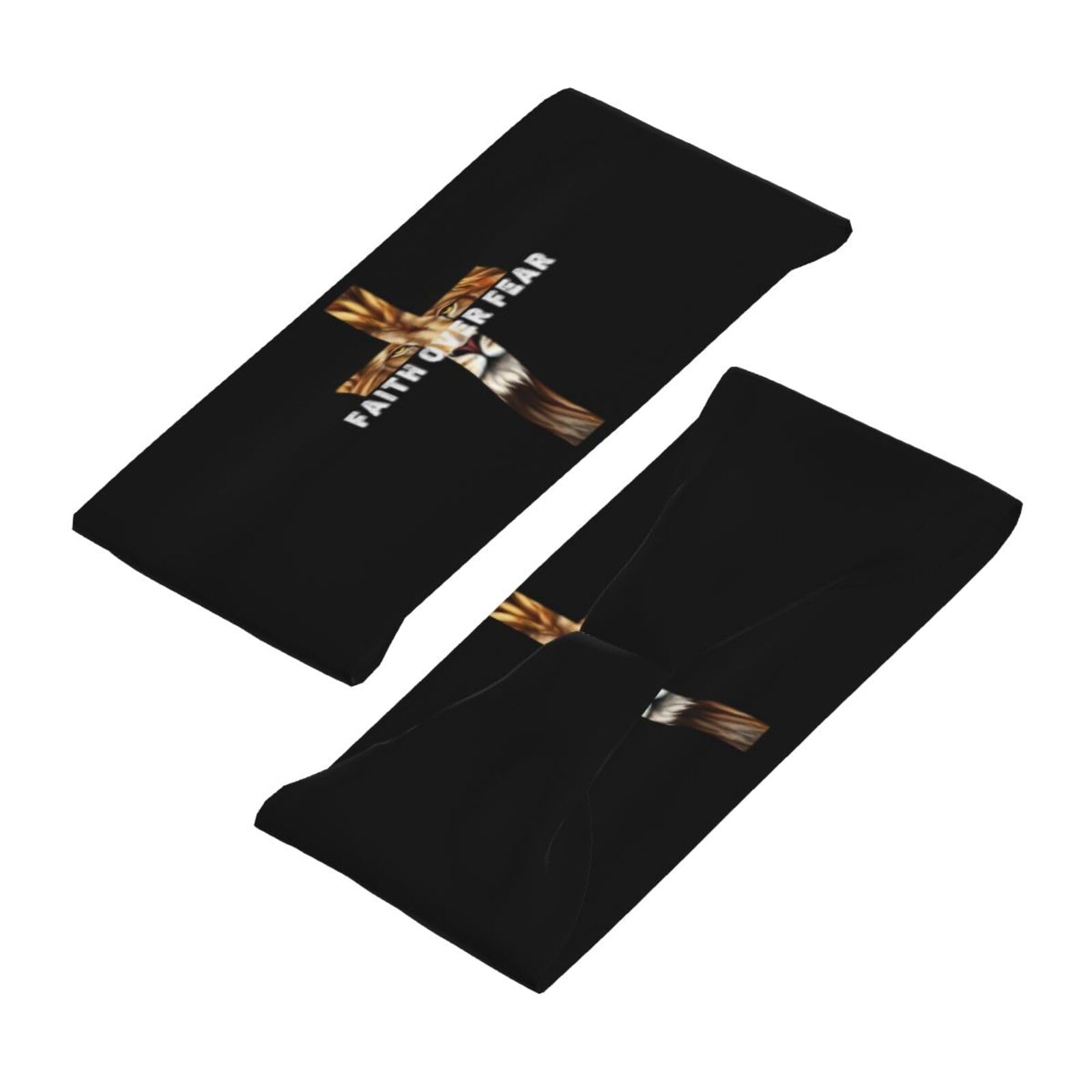 Faith Over Fear Lion Jesus Cross Christian Men Women Sports Sweatband Headbands Workout Hairbands for Running Basketball Tennis Yoga Fitness Athletic Elastic Moisture Wicking