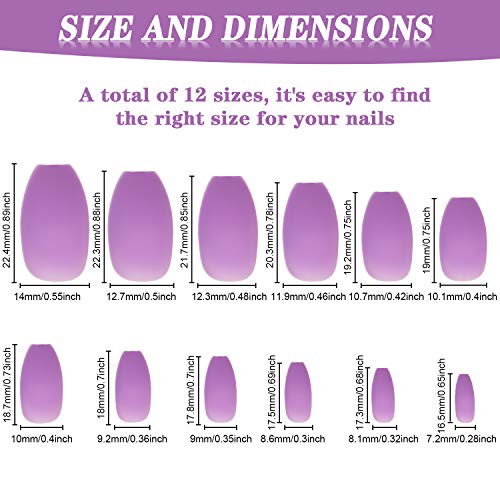 image for Maitys 24 Sets 576 Pieces Matte False Nails Ballerina Coffin False Nai