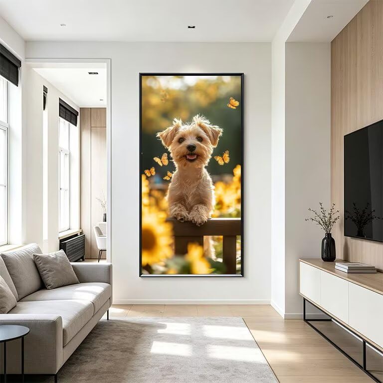 Diamond Painting DIY Chien et Papillons : Strass 5D Brillants