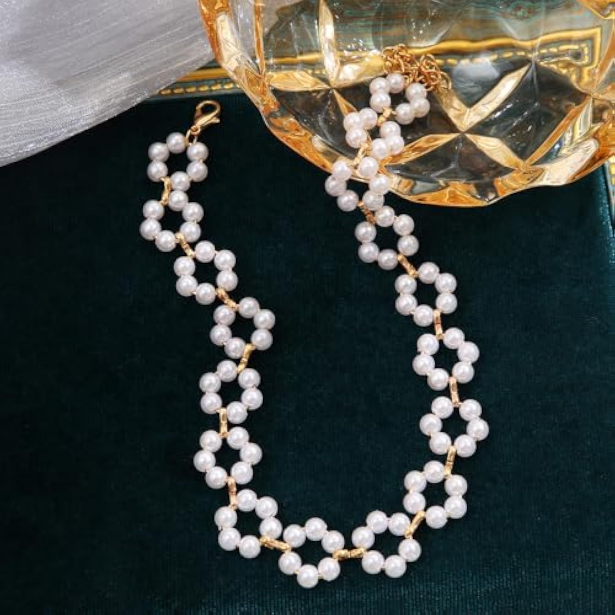 Stylish Traditional Plated Pearl Choker Necklace