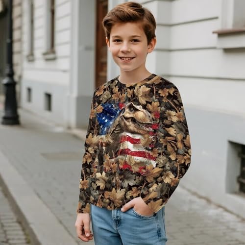 Image of Uourmeti Long Sleeve Tops for Boys Graphic T Shirts Teen Girls Active Pullover Tees