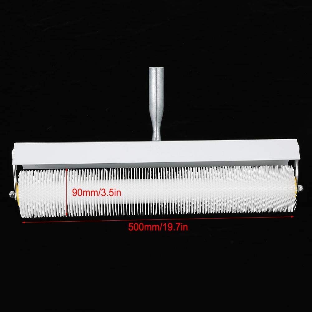Rouleau Débulleur, 500mm 21mm Rouleau à Pointes Screeding Compound Roller, avec Protection Anti-éclaboussures, Blanc