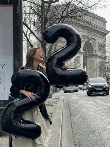 Image of 2 Balloon Numbers Birthday Decorations, 40In Black Balloons for Men Women | Eye-catching Appearance, Perfect Decorative Centerpieces, Convenient Self-sealing Structure, Widely for Various Occasions