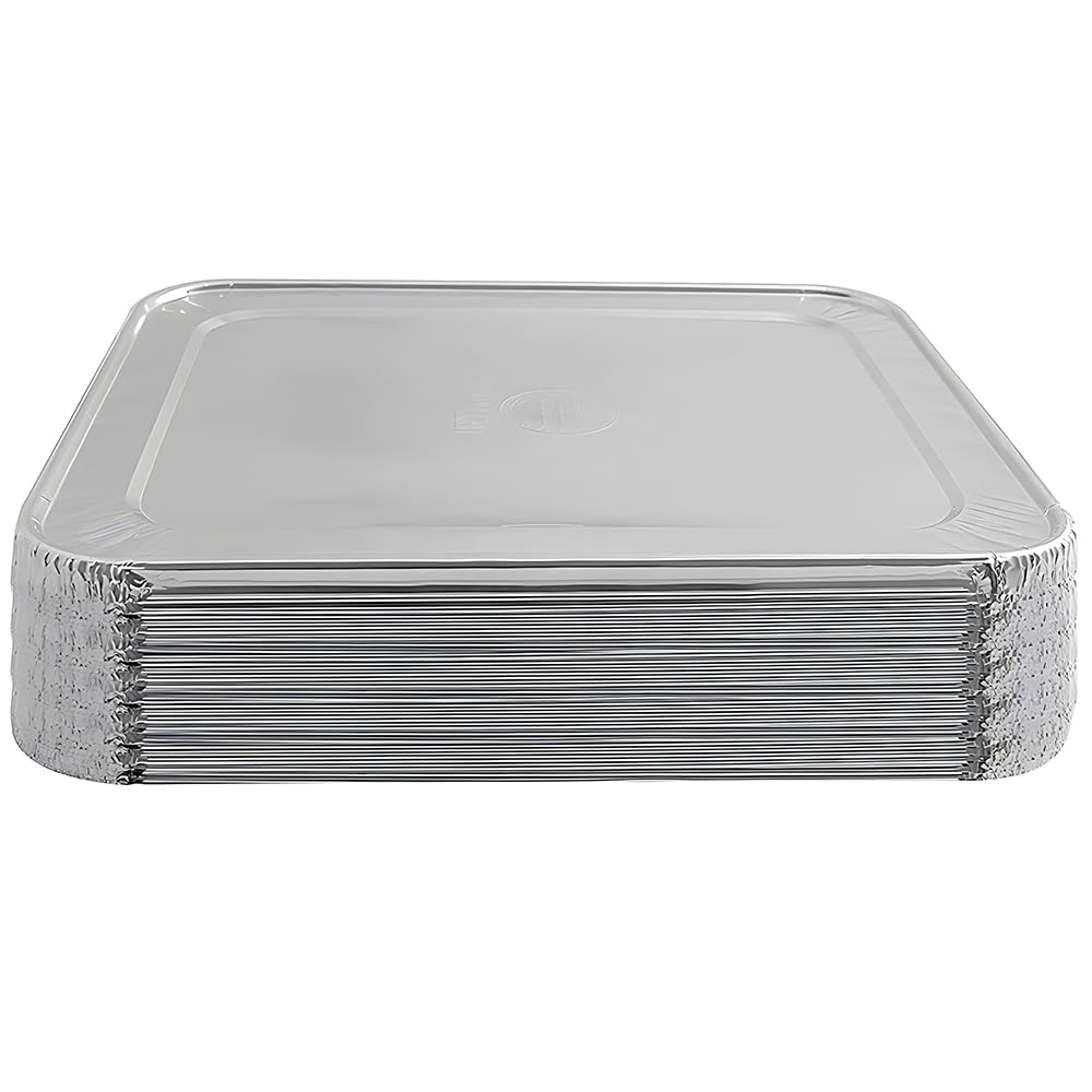 aluminum foil Pans | usa e getta contenitori con coperchi set | eccellente per Broiling, arrostire, grigliare, cottura dolci, torte, lasagne, più | 9 x 13 Half size Deep Steam Table Pans | 25 count