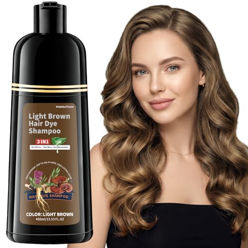 HIS&HERCHOICE Light Brown Hair Dye Shampoo, 3-in-1 Hair Color for