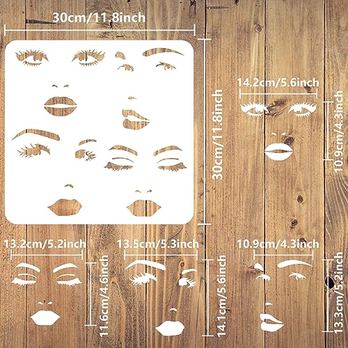 FINGERINSPIRE Female Face Painting Stencil 30x30cm Reusable Facial Expression Stencil Woman Face Drawing Template for Painting on Wood Canvas - Image 2