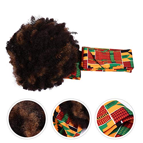 Lurrose Perucas Bandagem Peruca Bandana para Mulheres Negras Perucas Afro Encaracoladas Curtas Peruc