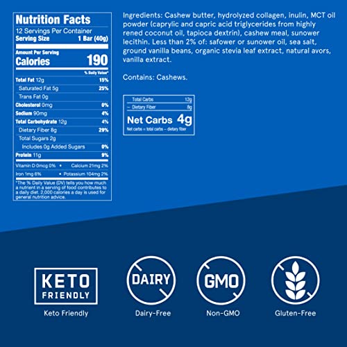 Collagen Protein Bars, Vanilla Shortbread, 11g Protein, 12 Pack