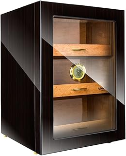 Handmade Spanish Cedar Wood Humidor, Cigar Humidor, Humidor Cigar 3-Layer Box Precise Temperature Control and Humidity Cigar Cabinet, with Front Hygrometer