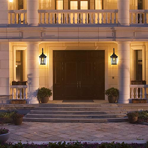 Image of Black Outdoor Wall Lantern, Large Outdoor Porch Light Fixtures