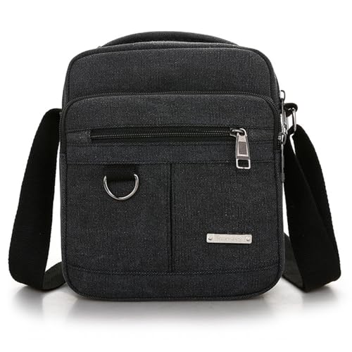 Vohoney Herren-Schultertaschen Umhängetasche Herrentasche Klein Crossbody Bag Handtasche Tasche Umhängen Messenger Bag Handgelenktasche Canvas Vintage Shoulder Bag (Schwarz Canvas Schultertaschen)