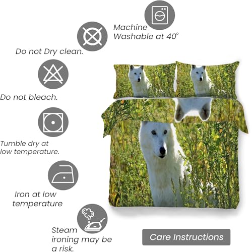 Parure de lit loup arctique 90x190 cm avec housse de couette et taies d'oreiller - 7