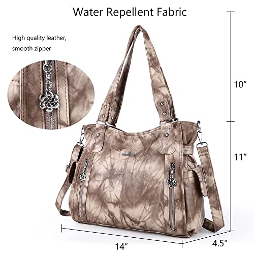 Image of Angel Kiss Handbags for Womens Top-Handle Hobo Purse Roomy Casual Shoulder Bags PU Tote Satchel Purse for Women