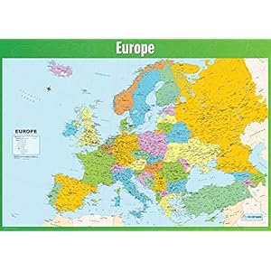 Europe Map | Geografie Posters | Glanzend papier van 850 mm x 594 mm (A1) | Geografie Klassikale Posters…
