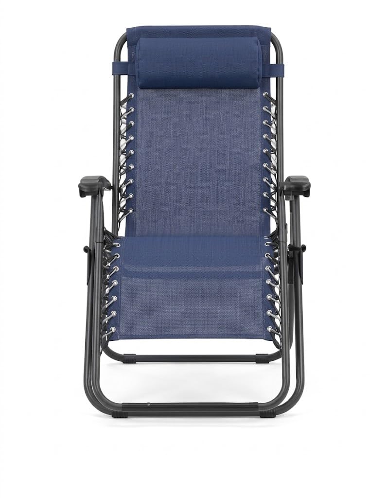 Creaciones Llopis ARW Silla Hamaca Plegable para Exterior con Cojín Silla Tumbona Gravity Plegable para Playa Medidas 158x63x106 cm. (Azul)