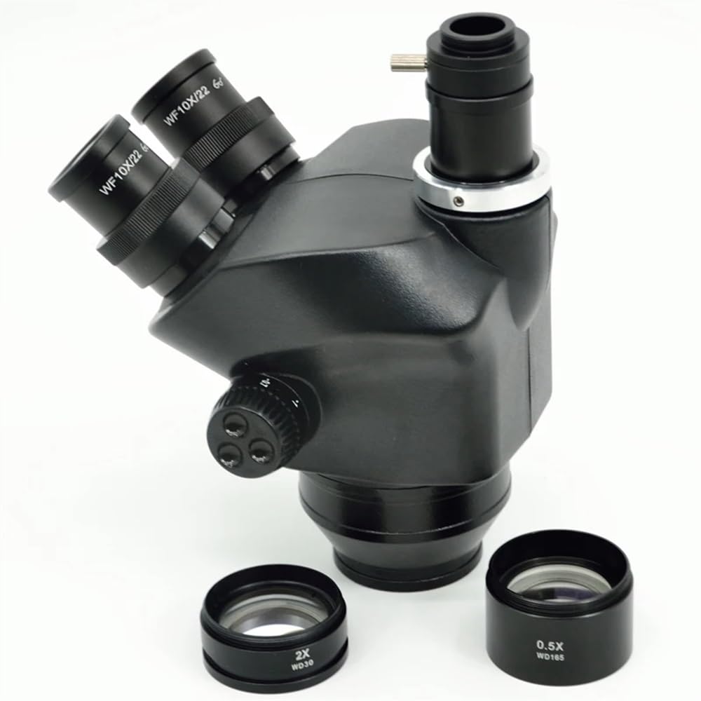 7X-50X 14X-100X Microscopio estéreo Cabezal de microscopio trinocular + WF10X / 22mm Ocular Gran campo visión Repuestos para microscopios de laboratorio