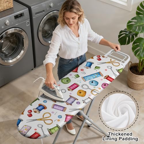 Image of Ironing Board Cover 15 inchx54 inch Standard Size Replacement Thick Iron Board Covers Heavy Duty Non-Slip Board Cover Fitted with Elastic Edges and Velcro Straps