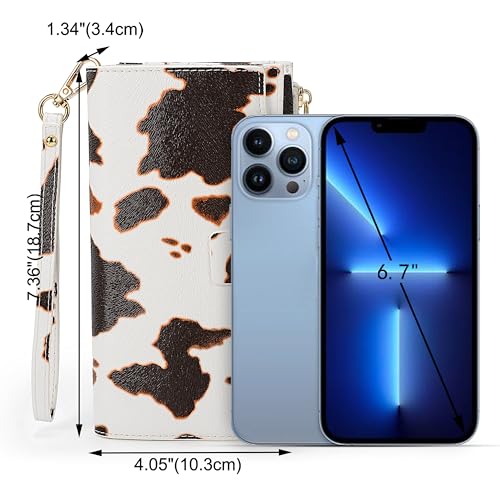 Image of UTO Wallet Women Vegan Leather Wristlet Snap Long Purse Credit Card Holder Elegant Clutch