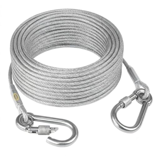 Image of Heavy-Duty Stainless Steel Clothesline with Carabiner Hooks, Rust-Proof, 5 Metre(3.0 MM), for Balcony, Camping and Home Use