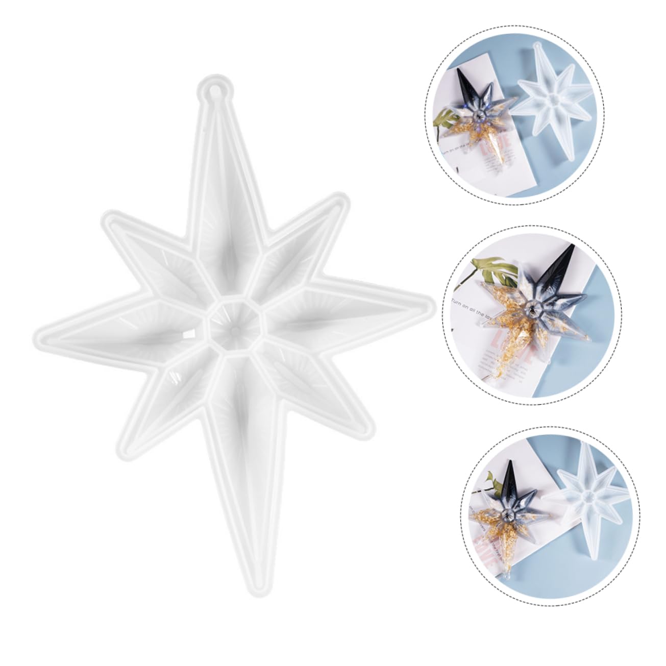 Gadpiparty 1pezzi Stampo in Silicone Per Ciondolo Targhetta Design Stella a 8 Punte Stampo Per Modellatura Fai Da Te in Resina Epossidica Di Cristallo Antiaderente e Facile Da Pulire