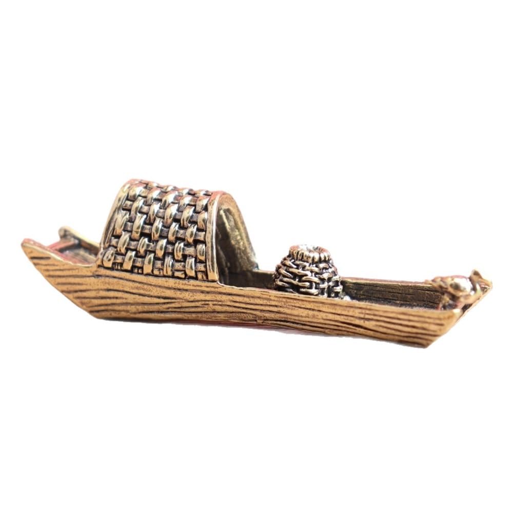Huffa Brass Solid Sailboat Incense Holder Vintage Fishing Boat Desktop Decor