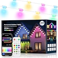 lemonlovely 200FT Permanent Outdoor Lights for House -Eaves Lights with 100 IC+RGBCW LED IP67 Waterproof, Smart Outside LED Christmas Light with App/Remote, Eternity Lighting for Holiday/Daily