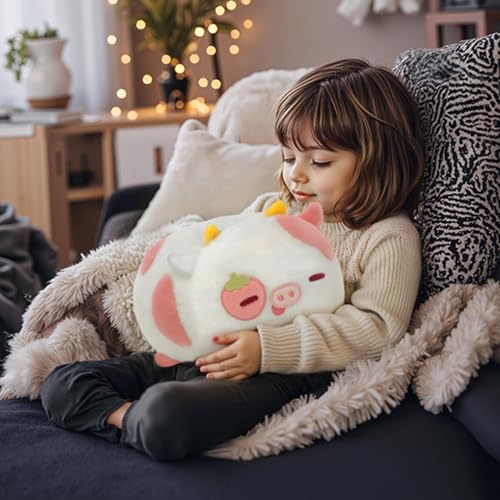 Image of Mewaii Strawberry Cow Plush Kawaii Plushies, Ultra-Soft Feel, 8 in | Strawberry Cow Design, 8 in Portable Size, Cuddly Plush, Gentle Machine Washable, Desk Decor, For Kids, Teens & Cow Lovers