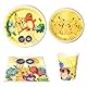 GOACRS Partygeschirr Set, 80 Stück Cartoon Anime Pappgeschirr mit Pappteller Pappbecher Servietten, Bunte Papier Teller Becher, Kinder Geburtstag Party Geschirr Tischdeko Zubehör für 20 Gäste