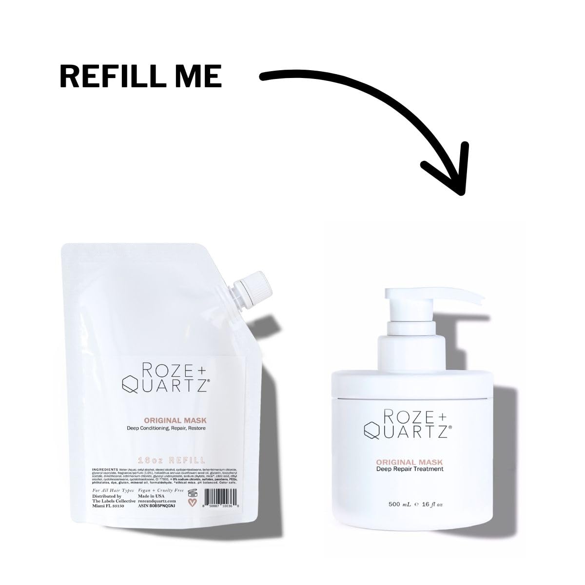 Amazon.com: Roze + Quartz® Original Hair Mask • 16oz Pump Jar