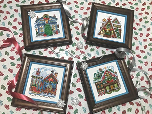 Image of RIOLIS - Cabin with Sleigh 1661, Christmas Cross Stitch Kits 6 inchX6 inch, Cross Stitch Kits for Beginners & Advanced, Crossstitching Kit Adult, Embroidery Counted Stitching Kit