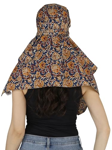 Image of Scarf Face Cover Mask Sun Protection Hair,Head, Neck, Nose Safety Head Wrap Scarf For Women Girls Daily Use Dupatta Hijab Double Layer Cotton Printed Kalamkari