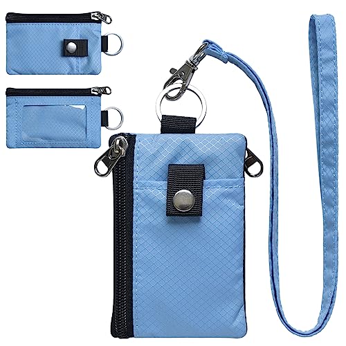 Image of CHENSPRX Minimalist RFID Blocking Small Wallet with ID Window,WaterResistant Zip Id Case Wallet with Lanyard Keychain for Cards,Cash,Travel,Women,Men
