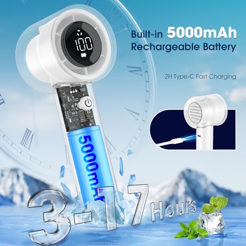 Image of 【15000RPM】Portable Handheld Turbo Fan, 1-100 Speed,Ultra High-speed,Personal Hand Held Travel Fans,5000mAh Battery Rechargeable Mini Fans,Digital Display,Small Pocket Fan for Summer Essential Gift