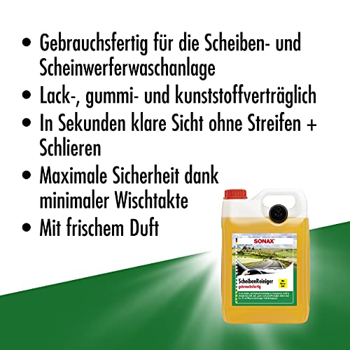 SONAX 02605000 Ruitenreiniger gebruiksklaar met citrusgeur (5 liter) gebruiksklare reiniger voor de ruitensproeiers en koplampensysteem ,citrus,geel - Image 4