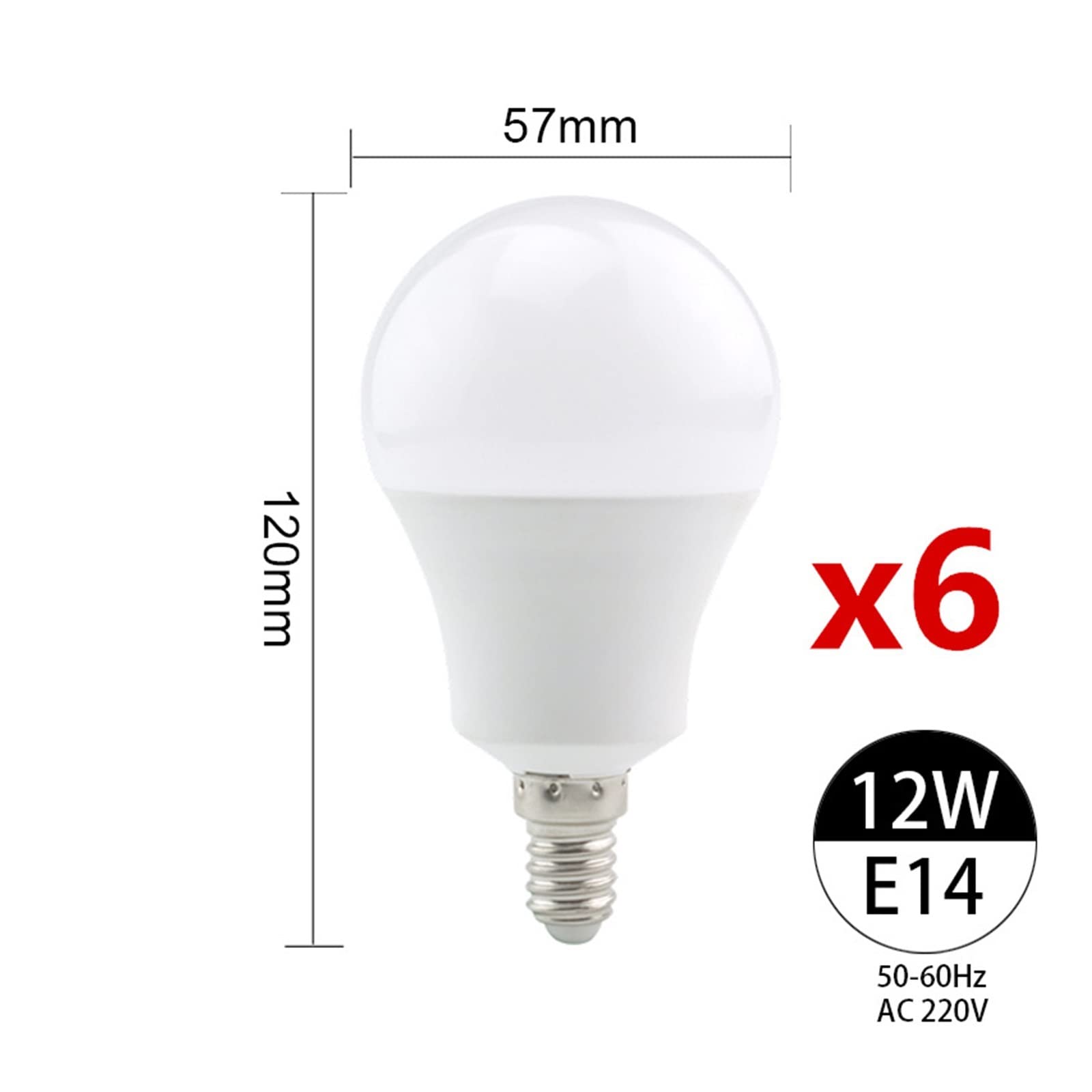 6 sztuk/partia żarówki LED lampa E27 E14 AC 220V żarówka 24W 20W 18W 15W 12W 9W 6W 3W Lampada salon żarówka Led do domu światło dzienne Lucky (Color : Cold White, Size : 220V-E14-12W)