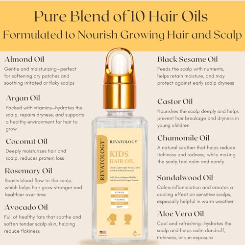 REVATOLOGY Kids & Baby Hair Oil (Made in USA) Extra Strength Pediatric Formula with 30 Cold-Pressed Botanicals including Rosemary, Coconut, Castor, Jojoba Oils | Cruelty & Chemical Free - Image 6