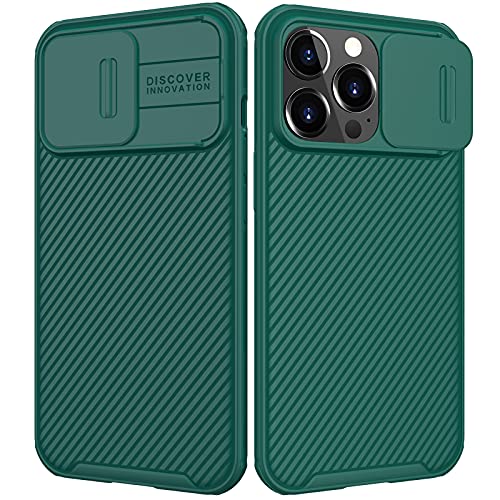 Image of imluckies Compatible with 6.1 inch iPhone 13 Pro Case with Slide Camera Cover, [Back Hard PC & Soft Bumper], Slim Protective & Full Camera Protection Scratch-Resistant Case (Green)